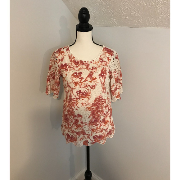 Anthropologie Porridge Arber Floral and Bird Eyelet Blouse - Size Small - Picture 2 of 9